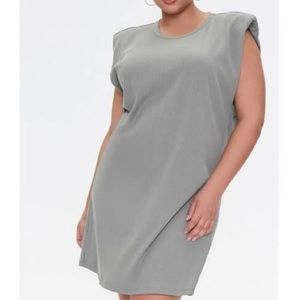 New Forever 21 Green Shoulder Pad Dress